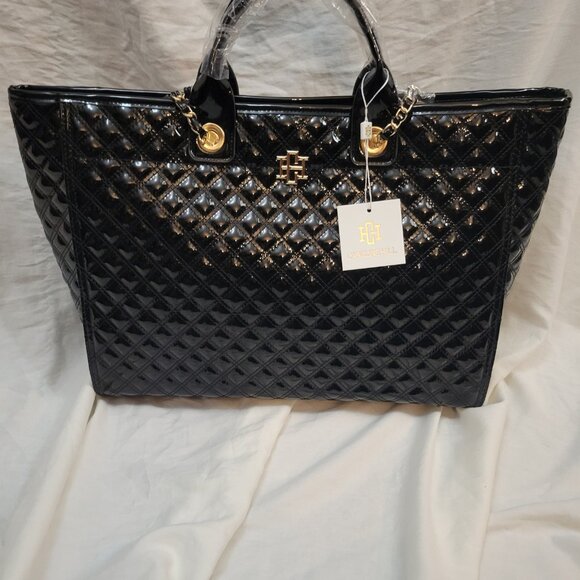 Caroline Hill Melissa Black Patent Leather Tote Handbag - Picture 2 of 11